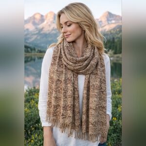 Neutral Brown Paisley Women's Scarf - Lightweight Fashion Accessory